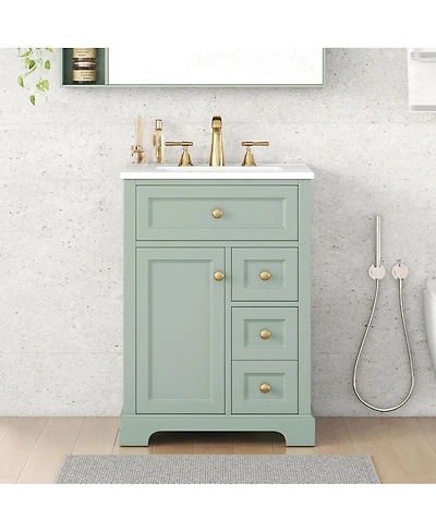 Sillysis 24" Bathroom Vanity with Sink, Compact Modern Design for Small Bathrooms