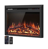 SereneLife Electric Fireplace Heater with Led Flame, Smart Wi Fi Control, Thermostat, Recessed or Wall Mounted Design