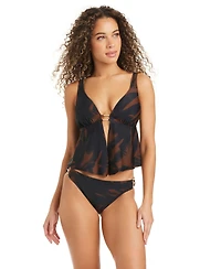 Bar Iii Women's Palm Breeze Fly Away Over-The-Shoulder Tankini, Macy's Exclusive