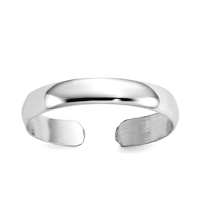 Curata Jewelry Solid 14k Yellow or White Gold 3mm Classic Polished Adjustable Toe Ring