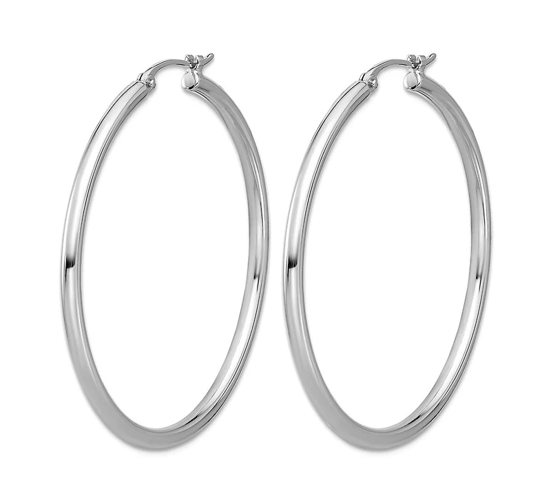 Curata Jewelry Solid 950 Platinum Classic Hoop Earrings