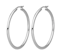 Curata Jewelry Solid 950 Platinum Classic Hoop Earrings