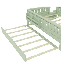 Streamdale Furniture Avocado Full Bed with Bookshelves, Staircase, Safety Rails, and Trundle