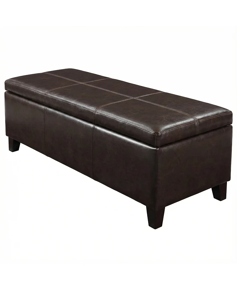 Streamdale Furniture 50.25" Wide Distressed Faux Leather Storage Ottoman Bench