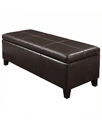 Streamdale Furniture 50.25" Wide Distressed Faux Leather Storage Ottoman Bench