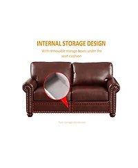 Streamdale Furniture Living Room Sofa with Storage Sofa 2+3 Sectional Burgundy Faux Leather