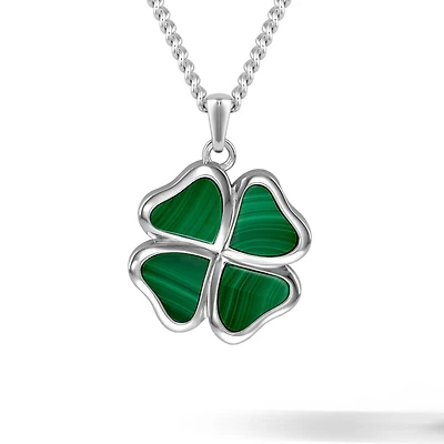 Vincero Men's Clover Pendant – Malachite 21" Chain