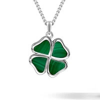 Vincero Men's Clover Pendant – Malachite 21" Chain