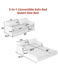 Streamdale Furniture Pull Out Sofa Bed with Storage, 3-in-1 Convertible Loveseat