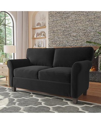 Streamdale Furniture 57" Modern Corduroy 2-Seater Sofa with Removable Cushions & Padded Armrests