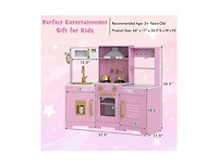Slickblue Pretend Play Wooden Kitchen Set with Range Hood and Realistic Effects