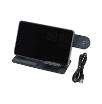 Artudatech 6-in-1 Wireless Charging Station with Clock, Alarm & Temp Display, 15W Fast Charging for iPhone, Apple Watch & AirPods