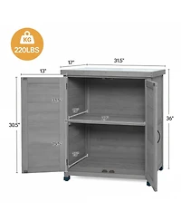 Streamdale Furniture Potting Bench with Storage Cabinet and Metal Table Top