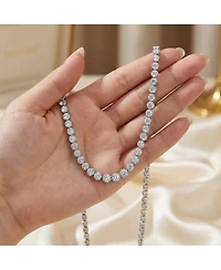 Sterling Silver Cubic Zirconia Graduated-Size Tennis Chain Anniversary Necklace