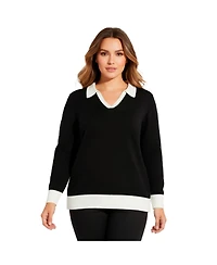 Avenue Plus Color Block Polo Sweater