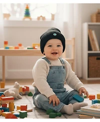 MeMoi Kids Ribbed Yarn-Embroidered Rayon Blend Beanie