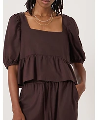 Hush Women's Alva Puff Sleeve Linen Beach Top