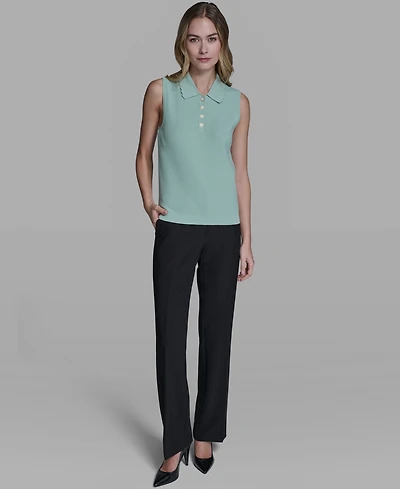 Karl Lagerfeld Paris Women's Collared Sleeveless Sweater