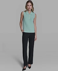Karl Lagerfeld Paris Women's Collared Sleeveless Sweater
