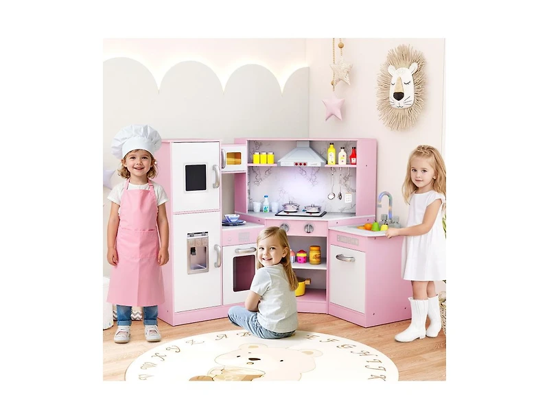 Slickblue Kids Corner Pretend Kitchen Playset with Separated Washing Basin