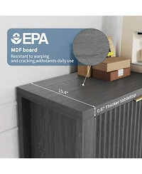 gaomon 65" Fluted Tv Stand - Modern Entertainment Center w/ 2 Storage Cabinets & Open Shelves, Heavy-Duty Console