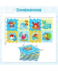 Slickblue 8-Piece Educational Interlocking Baby Play Mat with Animals and Numbers