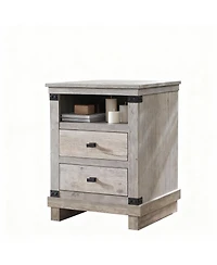 Yigii Rustic Nightstand with Charging Station & Storage