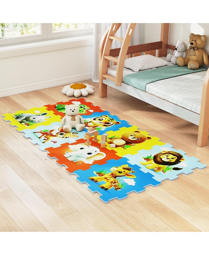 Slickblue 8 Pieces Educational Animal Foam Play Mat for Babies
