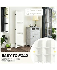 Yigii Wood Room Divider with Shelves and Folding Design