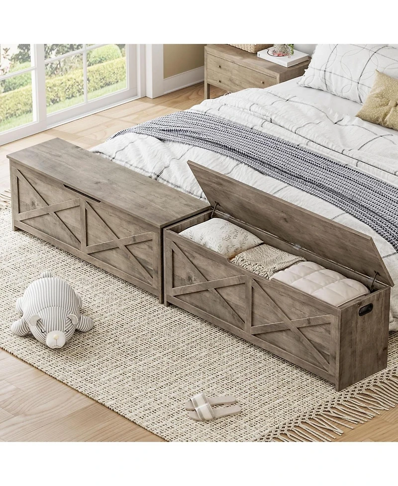 gaomon 47.2" Wooden Storage Chest with Safety Hinges