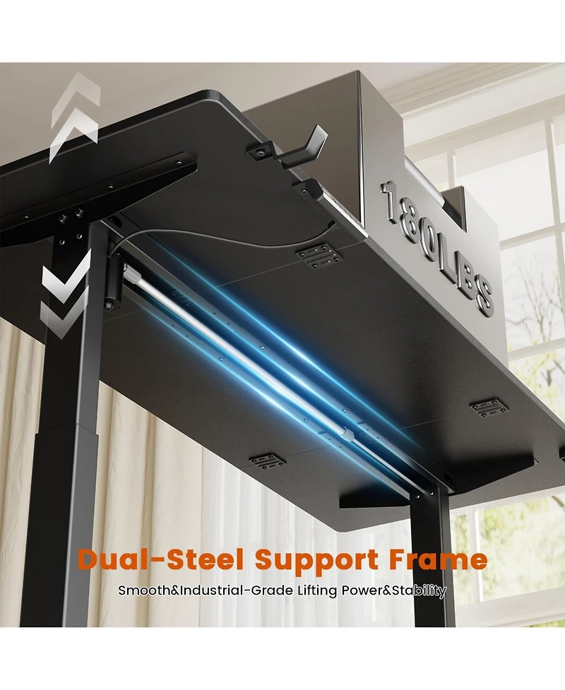 Homlux 55x24" Sit-Stand Desk Height Adjustable Computer with 2 Hooks, Storage Drawers, Printer Cabinet