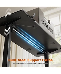 Homlux 55x24" Sit-Stand Desk Height Adjustable Computer with 2 Hooks, Storage Drawers, Printer Cabinet