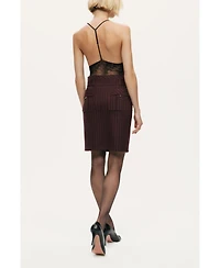 Nocturne Women's Pinstripe Belted Pencil Skirt