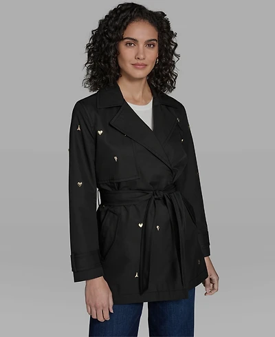 Karl Lagerfeld Paris Women's Double Breasted Studded Trench