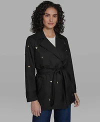 Karl Lagerfeld Paris Women's Double Breasted Studded Trench