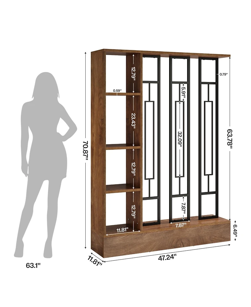 Tribesigns Wall Room Divider with Display Shelves, 70.9" Modern Freestanding Room Divider Screen with Sturdy Base, Wall Partition