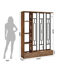 Tribesigns Wall Room Divider with Display Shelves, 70.9" Modern Freestanding Room Divider Screen with Sturdy Base, Wall Partition