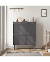 gaomon Entryway Wooden Shoe Cabinet, 2 Flip Drawers + Adjustable Shelf Organizer