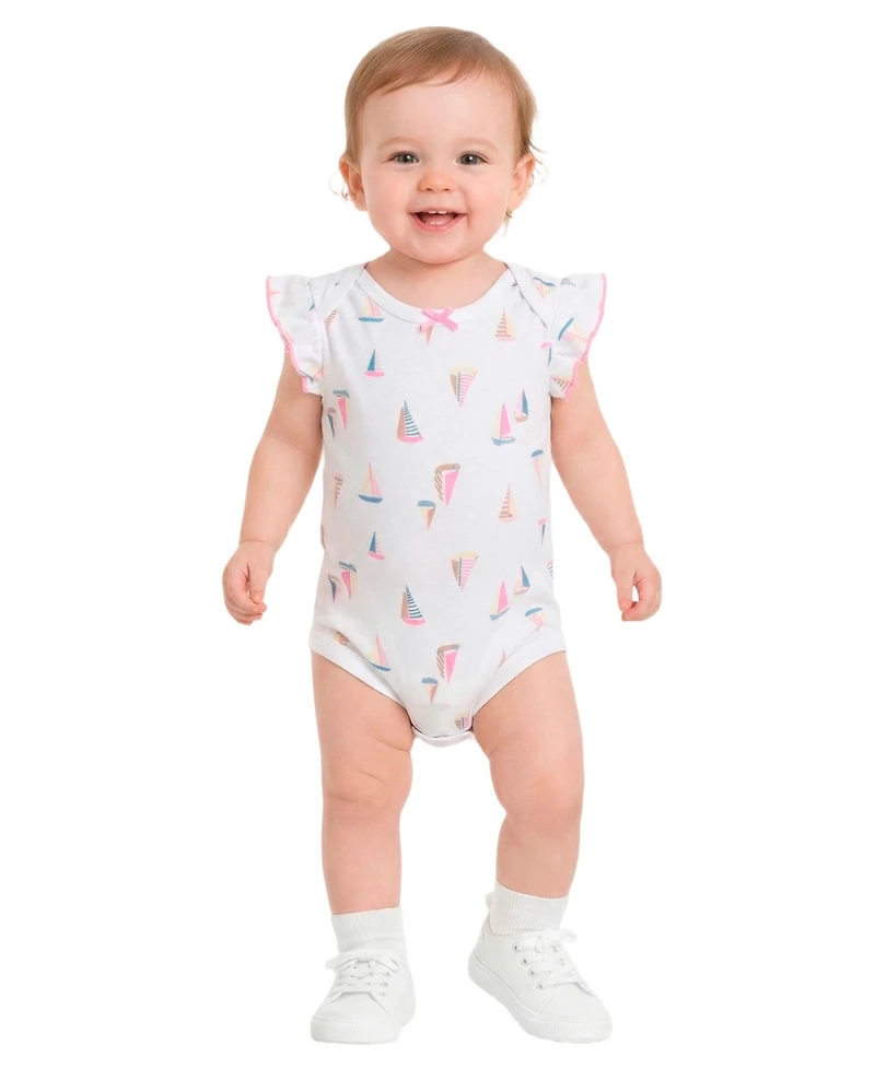 Sperry Baby Girls' Short-Sleeve Bodysuit with Rattle, 2-Piece Set