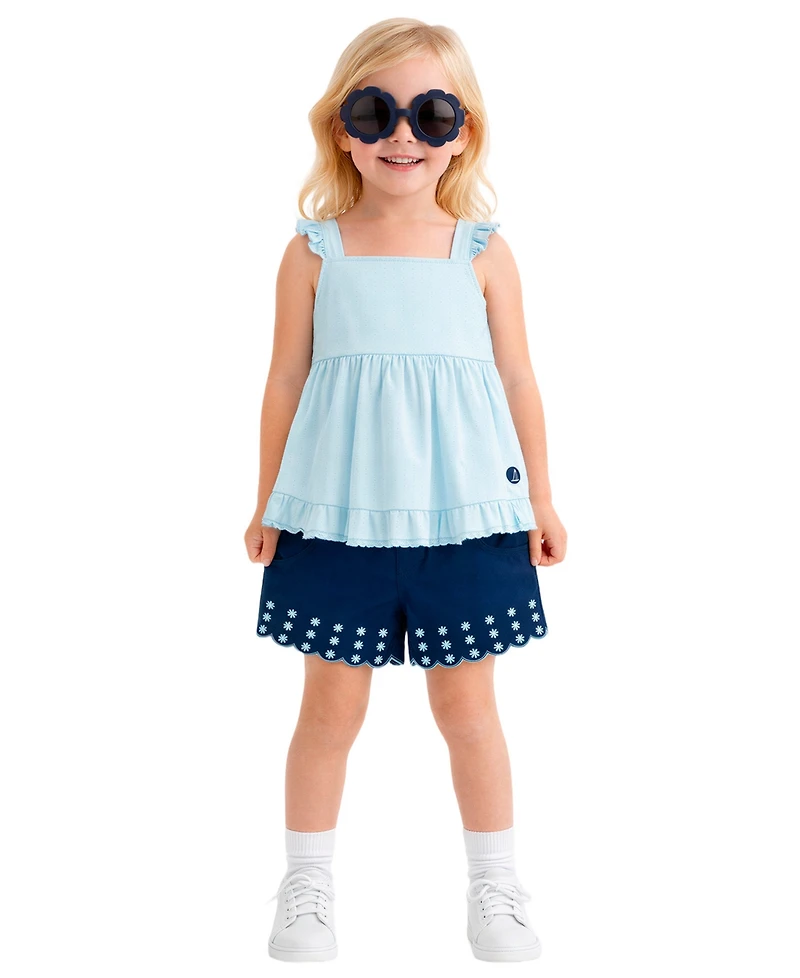 Sperry Baby Girls' Sleeveless Tank Top & Shorts with Sunglass, 2-Piece Set