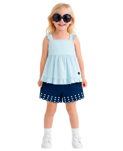 Sperry Baby Girls' Sleeveless Tank Top & Shorts with Sunglass, 2-Piece Set