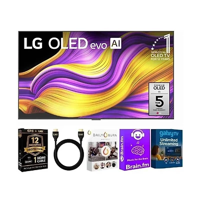 Lg 65" Class G5 Series 4K Oled evo Ai Smart Tv with Hdmi Cable + 12 Month Cps Warranty + Streaming Bundle – OLED65G5KIT1