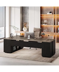 Tribesigns 85.8-Inch L-Shaped Executive Desk, Extra Large Modern Office Desk with File Drawers