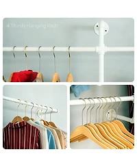 Yigii Industrial Metal Pipe Wall Garment Rack with 4 Bars