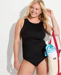 Lands' End Women's Plus Long High Neck Upf 50 Modest Tankini Swimsuit Top