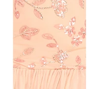 City Studios Women's Halter Sequin Chiffon Maxi Dress