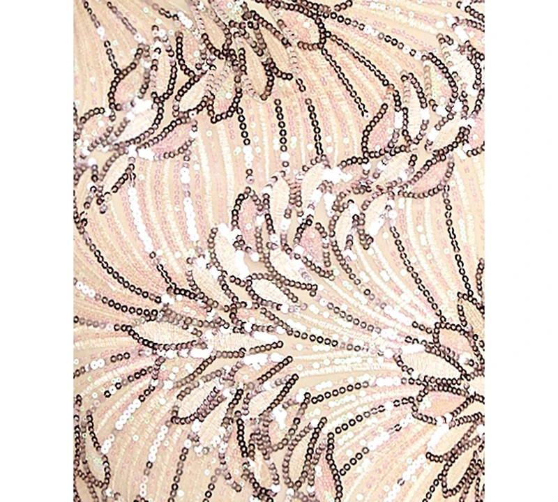 City Studios Women's Scoop-Neck Embroidered Sequin Maxi Dress