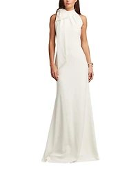 Tadashi Shoji Women's Sims Shoulder Bow Halter Gown