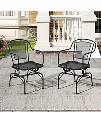 Gymax Patio Rocking Chairs Set of 4 w/ Metal Mesh Backrest & Seat Armrests