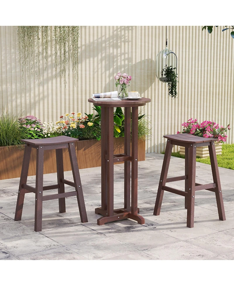 Gymax 29'' Patio Bar Stool Set of 2 w/ Curved Seat and Footrests for Backyard Outdoor